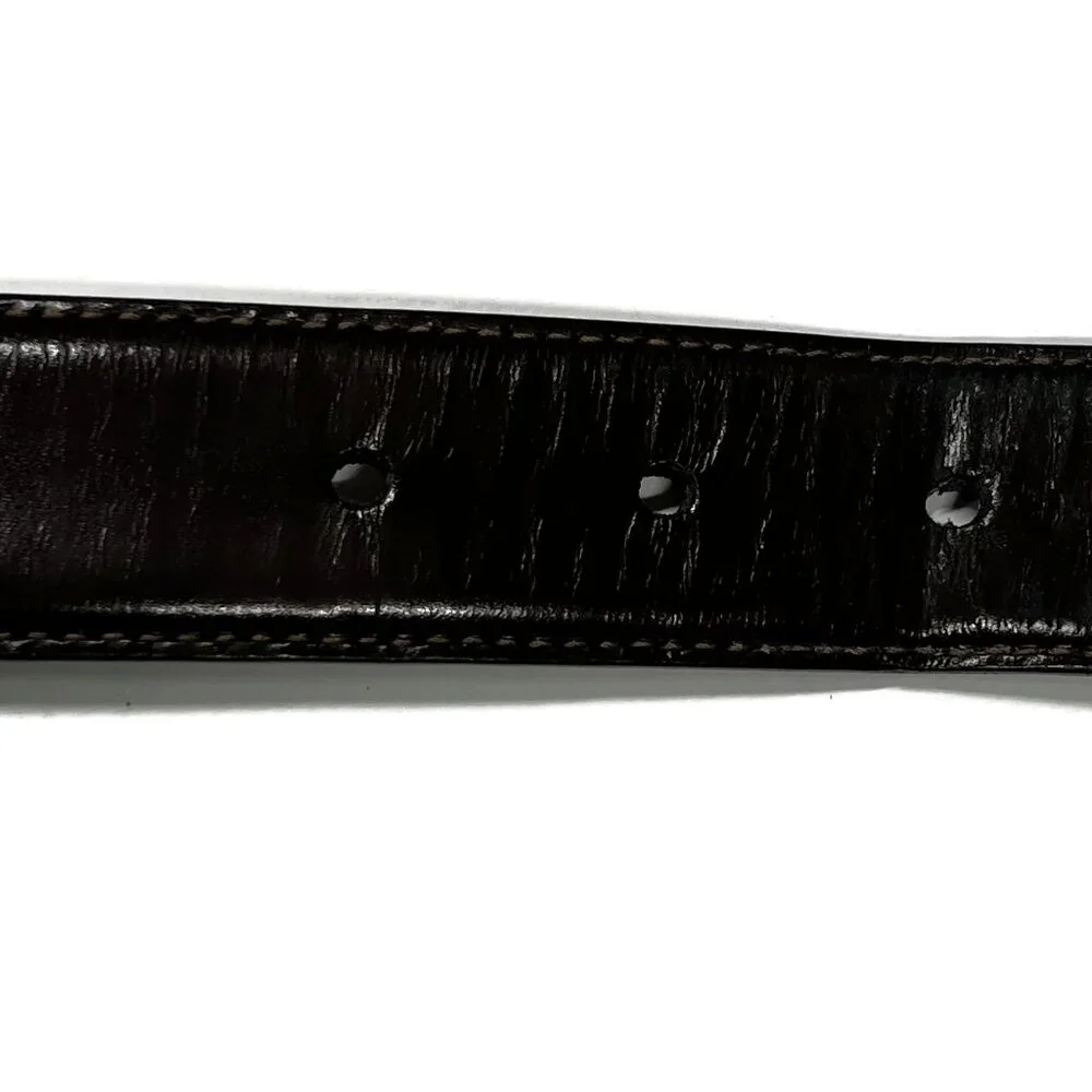 Brooks Brothers Italian  Leather Belt Dark Brown Cognac‎ Brass Buckle Mens 42